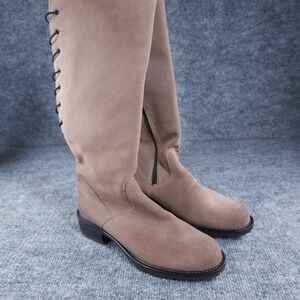 Martino Womens Boots Tall Faux Suede Lace Up Back Side Zip Taupe Size 6M